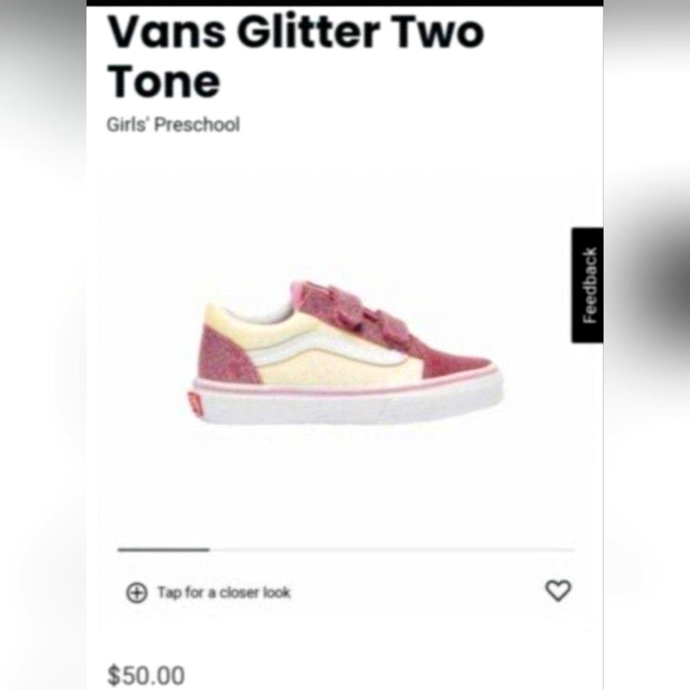 Vans Girls Pink and Cream Glitter Low-Top Sneakers